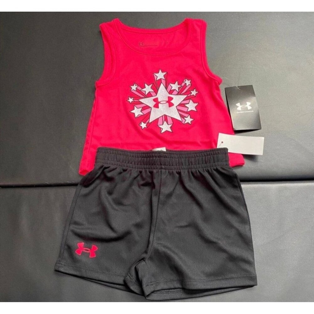 NWT Under Armour Glitter Athletic Set Baby Girls Size 12M